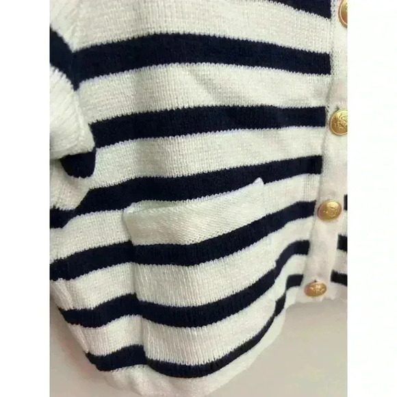 Jessica Simpson Nautical Striped Women's Cardigan White & Blue Gold Size L NWT - Picture 6 of 8